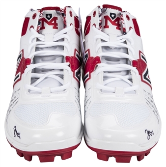 Yadier Molina Game Issued and Signed New Balance Cleats - White and Red (Molina LOA)